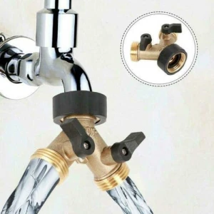 High quality adjustable brass garden hose Splitter tap connector 2 Way Y Valve Garden Hose Connector