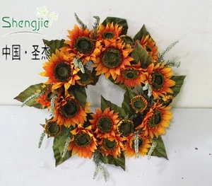 high quality christmas wreath decoration silk flower wreath sunflowers wreath artificial wedding flowers for door decoration