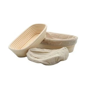 High Quality LFGB Dropshipping Free Sample 9&#39;&#39; Oval Bread Proofing Rattan Basket With Liner Cover