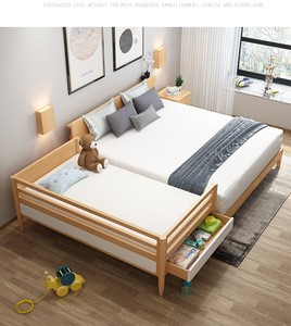 High Quality Modern Natural Solid Wood Children Bed Single Kids Girls Ladder Bed with Storage Space