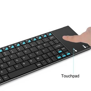 High quality Ultra Slim mini wireless keyboard with large size built-in touch pad for android tv box, smart phone and Pad