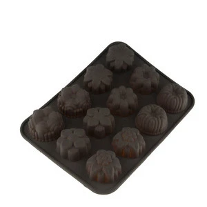 HIMI Bakeware Mold For Cake Non-Stick Silicone 12 Cavity Flowers Shape Baking chocolate Mold