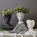 Home & Garden Venus Head shape Decorative indoor Cement Made Succulent Plant flower pots & planters