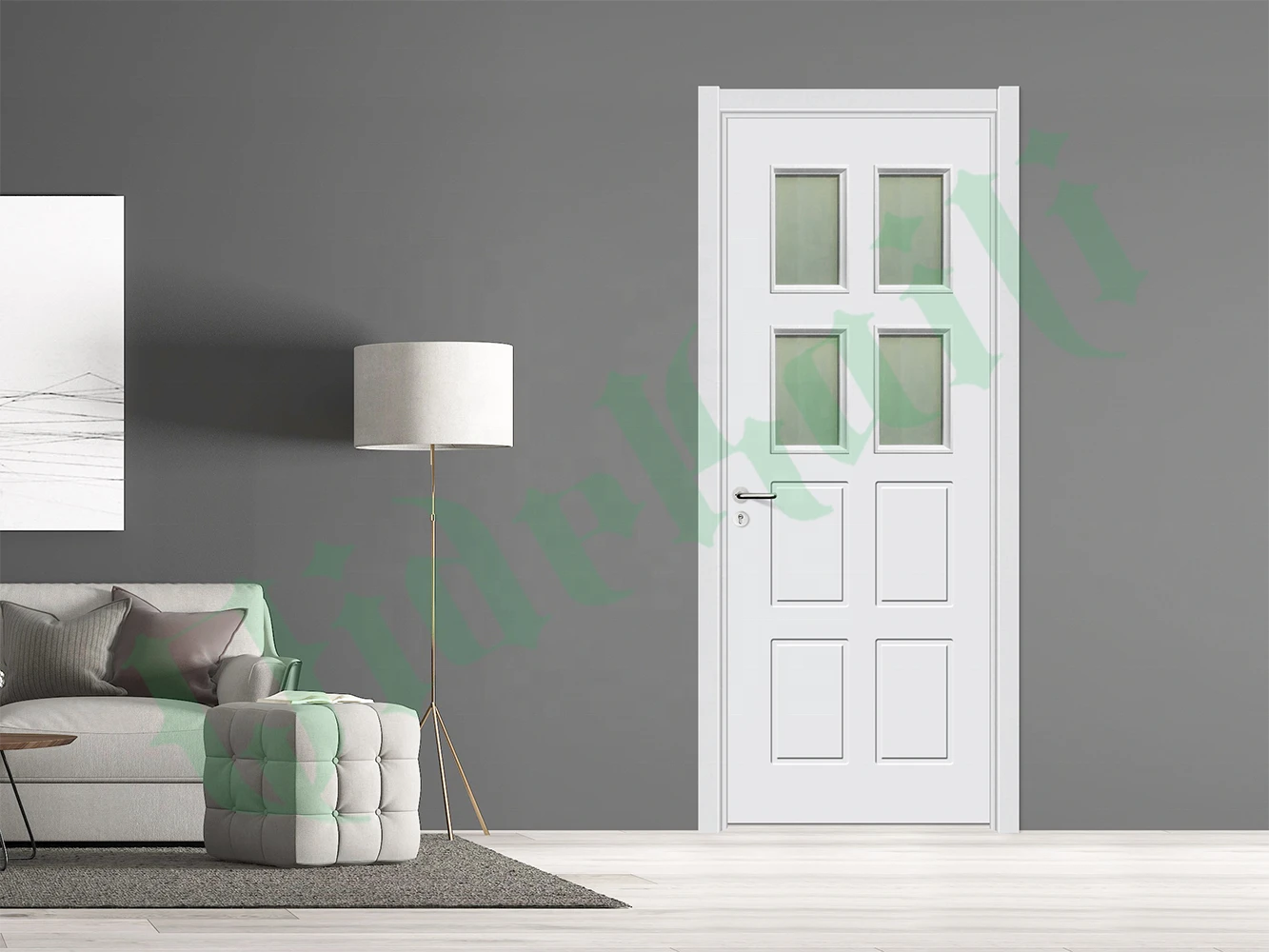 Home Interior Door PVC Laminated or UV Painted Wood Plastic Composite Flush Door Panel