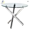Hot Sale Beautiful Design Glass Top Chromed Legs Living Room Dining Table