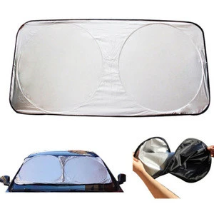 Hot Sale Custom Foldable Silver Polyester Car Sunshade With Printed Logo For Promotion