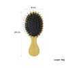 Hot Sale Custom LOGO Cushion Detangling Natural Bristle Scalp Massager Hair Brush Natural Bamboo Small Wild Boar Bristle Brush