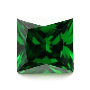 hot sale emerald green square princess cut cubic zircon loose gemstone CZ for jewelry