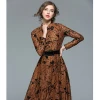 Hot Sale Fashion Elegant Embroidery Lace Shirt Dress with Belt
