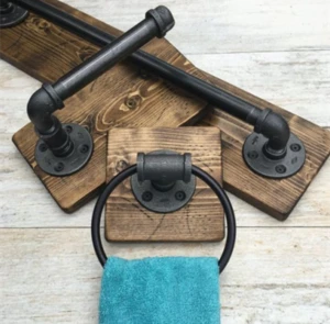 Hot sale industrial style pipe furniture bathroom towel rack