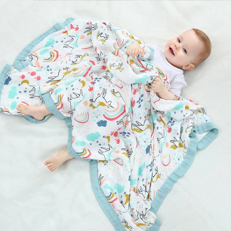 Hot Sale Thicken Four-layer Bamboo Fiber Newborn Towel Soft Breathable Baby Bath Towel Blanket Baby Quilt
