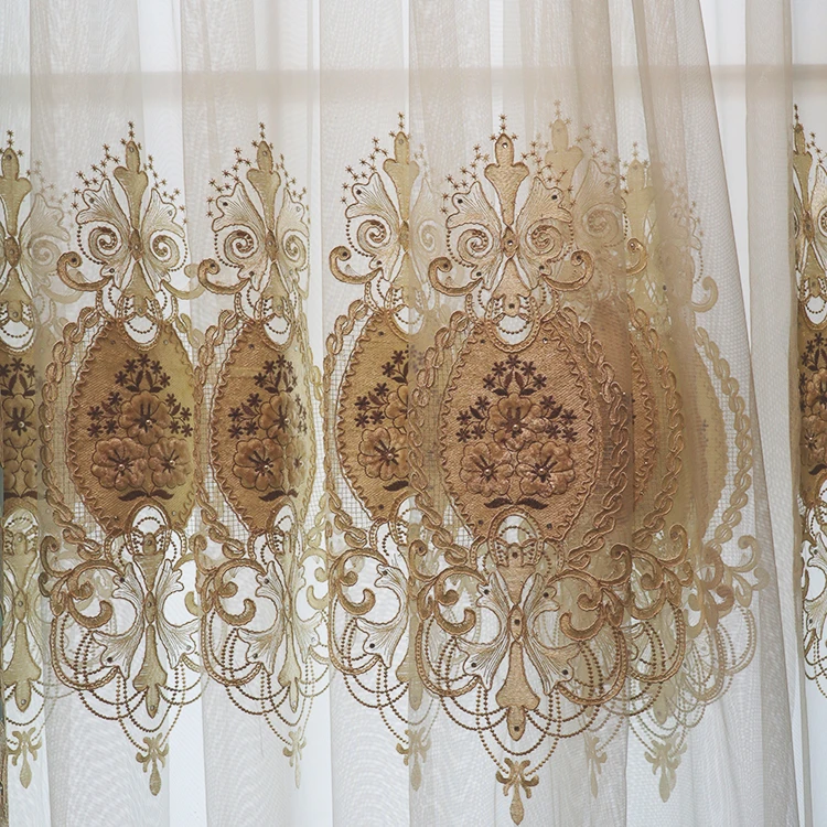 hot selling sheer curtain polyester embroidered tulle fabric