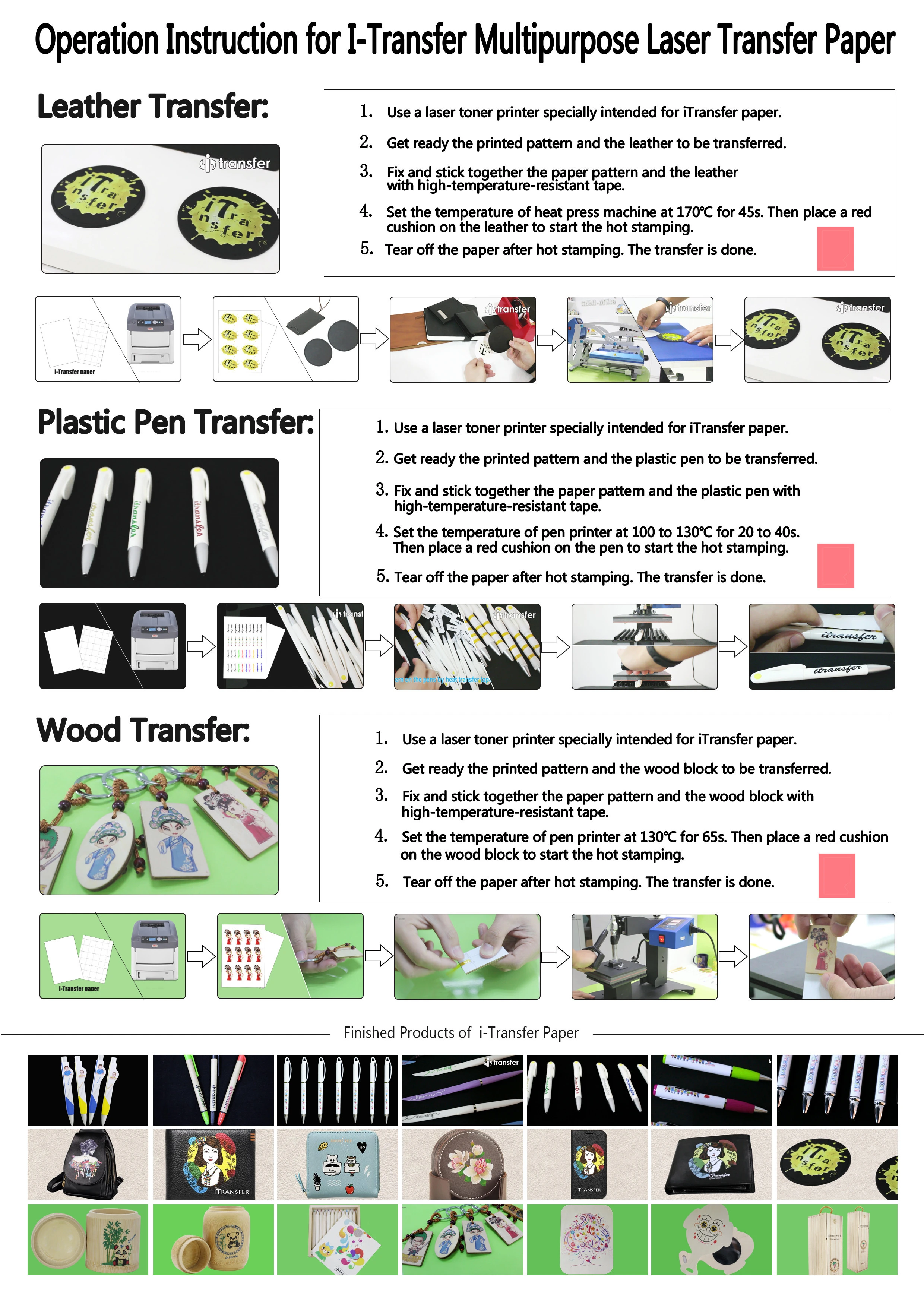 i-Transfer self cutting Laser heat transfer printing paper for plastic