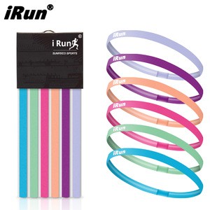 iRun customized designer print logo sport elastic headband to stop sweat Softball Baseball Yoga Non Slips silicone sweatband