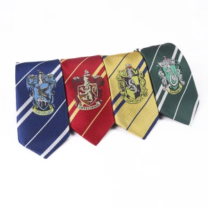 Jacquard Polyester Custom Logo Handmade Badge College Style Harry Potter Cosplay Tie