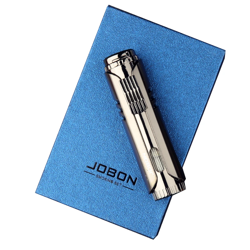 JOBON stylish design smoke wholesale refillable cigarette cigar butane gas customized metal jet flame torch lighter custom logo
