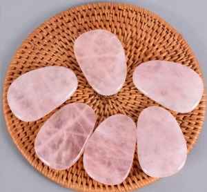 KCONYD Factory Wholesale Natural Jade Body&Face Guasha plate-Rose quartz-Drops of water shape