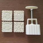 Kitchen Baking Tools Square Moon Cake Mold 4 Patterns Hand Pressure Mold Vehicle Mould Injection Plastic Household Mould ABS