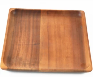 Kitchen Food Grade Antique Natural Acacia Wooden Plate Square Bamboo Serving Tray