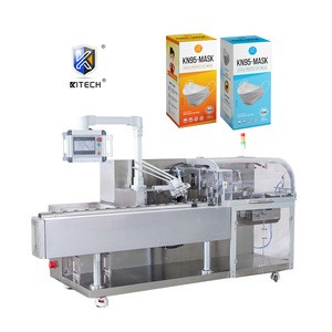 Kitech disposable KN95 mask cartoning machine with automatic box opening and sealing box disinfection