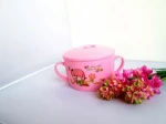 Korean Plastic and Stainless Steel Soup Bowl / Noodles Bowl with ears and spoon for Children