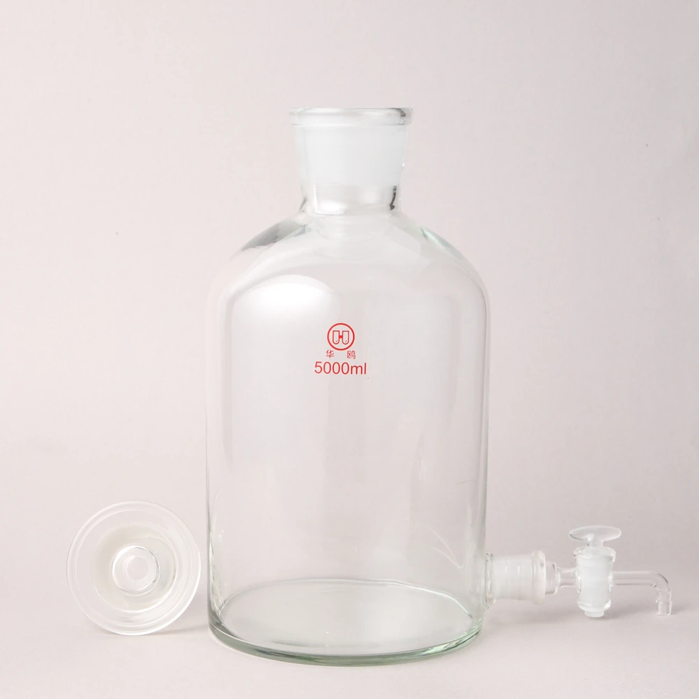 Laboratory Glassware 5000ml Clear Glass with ground-in glass stopper and stopcock Aspirator Bottle