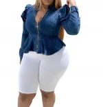 Ladies Denim Blouse Plus Size Denim Tops for Women Denim Shirt OY_PT016