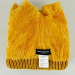 Ladies' acrylic  knitted turn up  hat with acrylic yarn  pompon