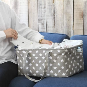 Large Portable Polyester Cotton Travel Hanging Crib Baby Nappy Storage Diaper Basket Caddy Organizer Bag