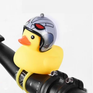 LED Glowing Rubber Baby Duck Bicycle Bell with Helmet