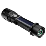 LED Solar Power Flashlight compass Camping Lamp Light USB Rechargeable Torch Power Bank