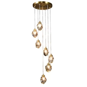lighting modern luxury lamps rain drop light gold crystal chandelier brass stair light