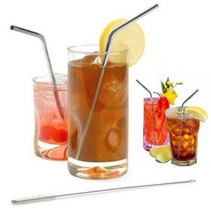 Long Stainless Steel Straws Reusable Bent and Straight Drinking Straws / Straw Cleaner For 20 30oz Tumbler Bar Accessories