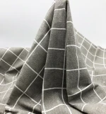 Loss processing 100% linen cotton printing fabric gray Plaid printing pattern curtain, sofa, pillow fabric American market