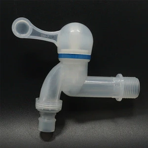 Low Price 1/2PT Male Thread Houseware Ceramic Valve Quarter Turn Lever Handle Plastic Water Basin Bibcock with Nozzle