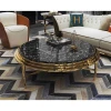 Low price black marble round coffee table living room central tea table