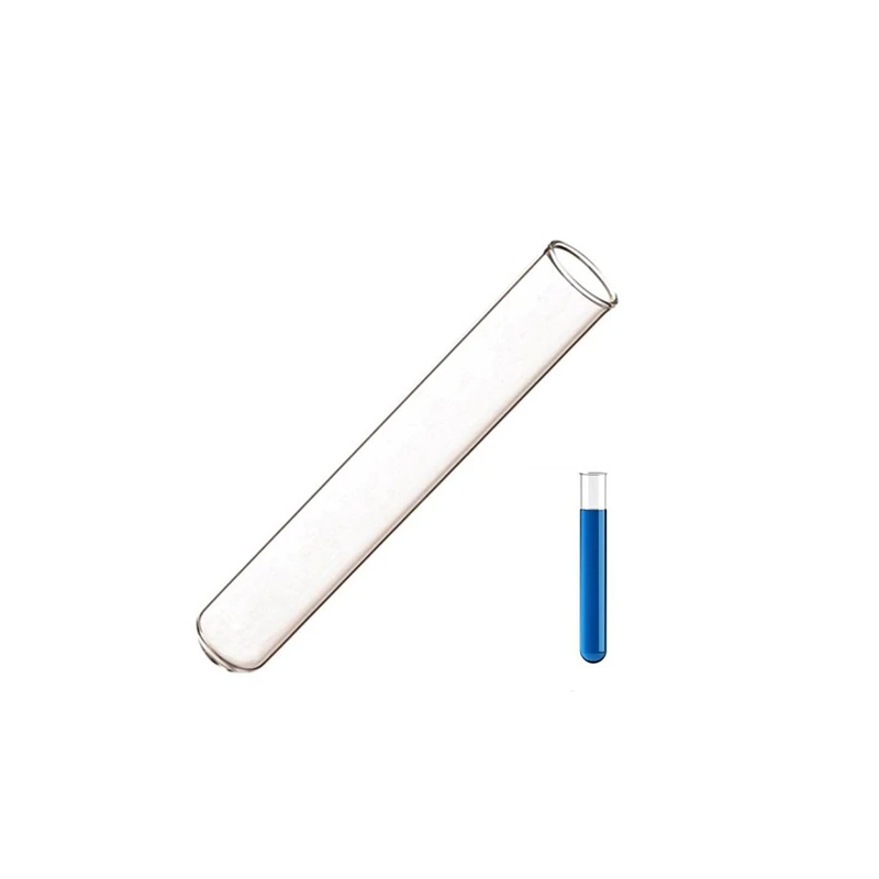 Low Price Sale Clear Borosilicate Glass Tube 50ml Glass Test Tube With Round And Flat Bottom Of Lab