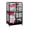 Luxury 3 Layers 4 levels Black White Pet Animal Cat House Cages With Wheels