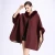 Import Luxury Italy Loose Poncho Women Double Face Wool Shawl Woolen Large Custom Fox Fur Collar Winter Coat Cape Hooded from China