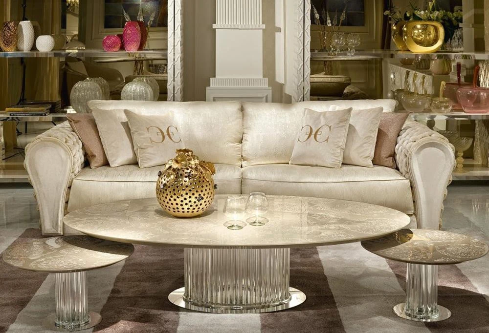 Luxury living room furniture leather Italy sofa