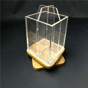 Manufactory custom single table desk pencil stand Clear 360 Degree crystal Rotating  Office Stationery Acrylic Pen Holder