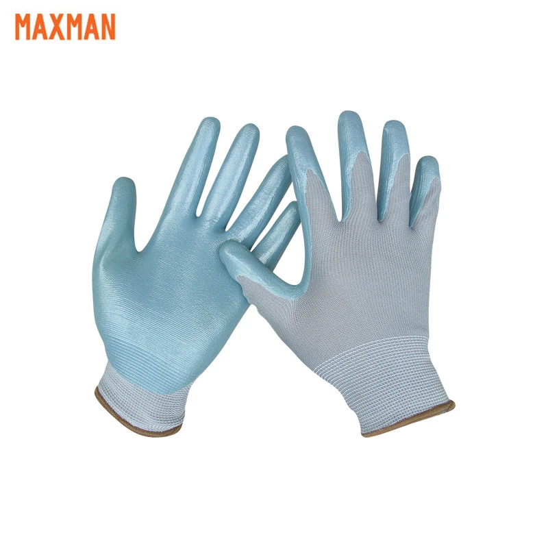 Manufacturer Pvc Dotted Blue Nitrile Gloves
