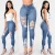 Import MD-20122210   New Arrival 2021 Fashion Ladies Hole Bottom Women Casual Skinny Denim Pant Woman Jeans Trousers Clothing from China