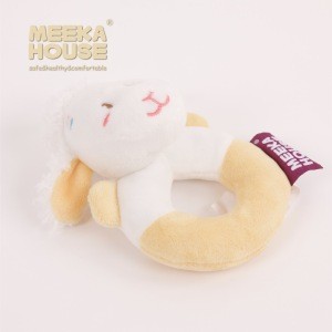 MEEKA HOUSE Sheep Meeka baby plush hand held ring rattle toy with small bell inside for 0-12 months infants shaking