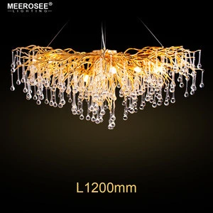 MEEROSEE New Arrival Golden Iron Chandelier Hotel LightingHot Selling Gorgeous Chandeliers Hanging Pendant Lamp MD8027