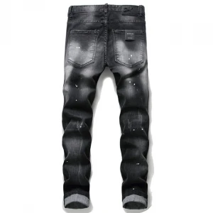 mens jeans scratched ripped holes patches paint dots slim fit mens jeans 2021