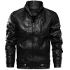 Mens Motorcycle PU Faux Leather Jacket Classic Stand Collar Casual Zipper Up Racer bomber Man Boys Jackets Black Brown Coffee