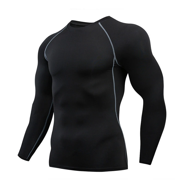 Mens Sweat-wicking Long Sleeve Compression Top Shirt Sports Fitness T-shirts