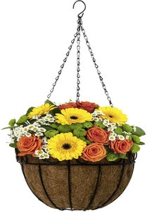 Metal Hanging Planter Basket Flower Pot Basket Coco Coir Liner For Indoor Outdoor Garden Decor