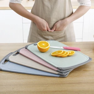 middle size eco-friendly wheat straw non-moldy cutting board with knife sharpener